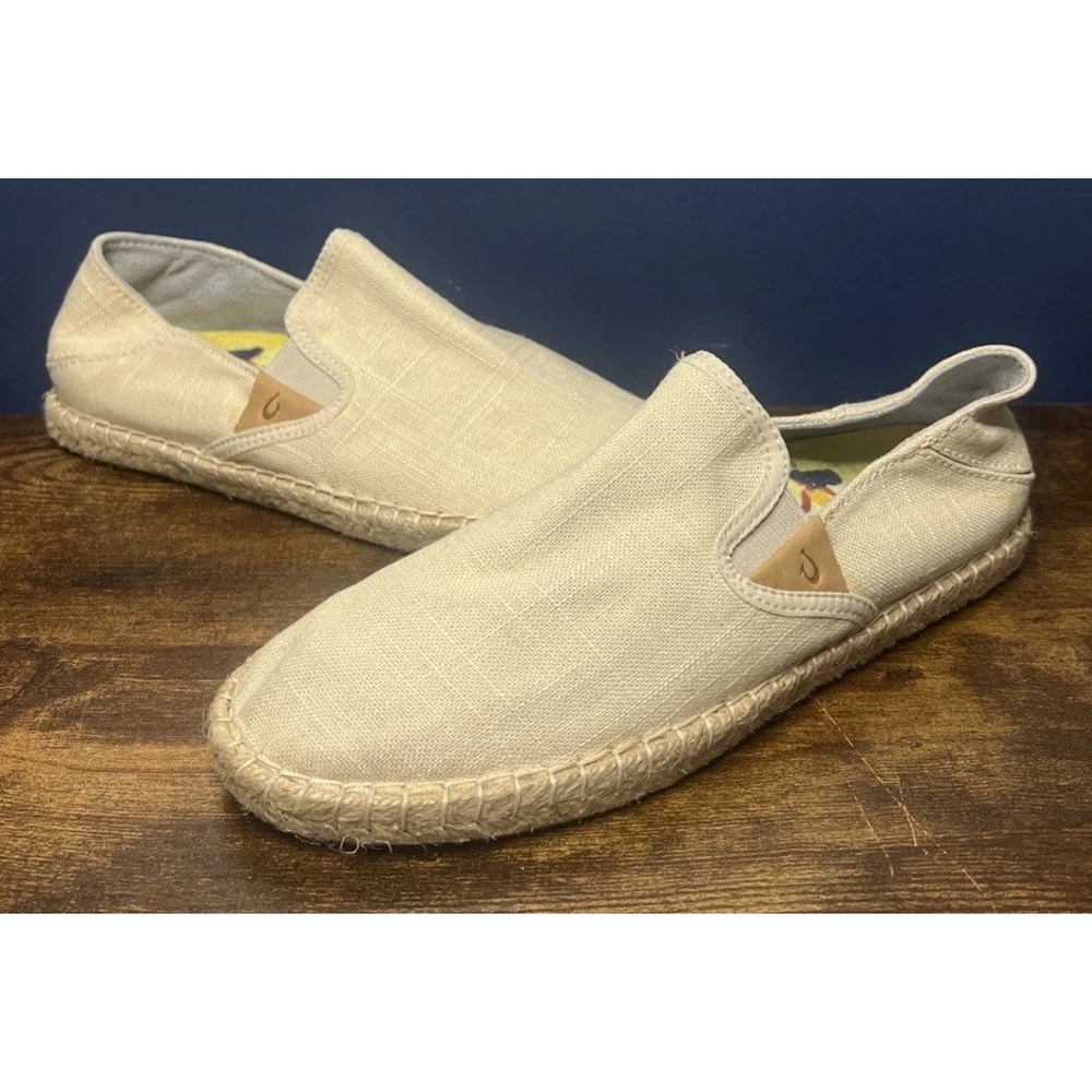 Olukai Kaula PA'A Kapa Espadrille Flats Beige/Tan Women's Size 7.5 Casual Shoe